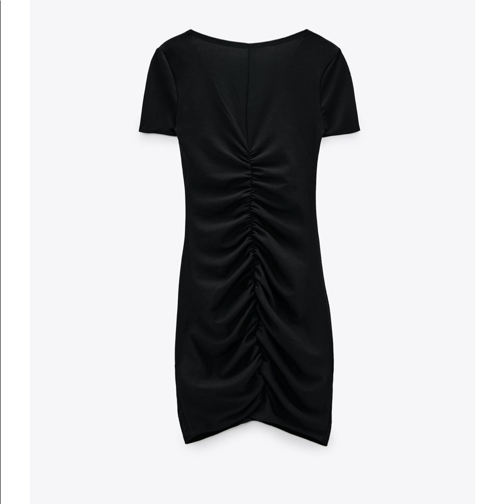 Zara Draped Bodycon Dress - Black - Size Small - NWT